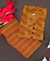 Mustard Yellow Block Print Jaipuri Kurti Set